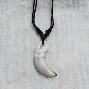 Elephant Tusk Pendant Necklace One Size White Brown